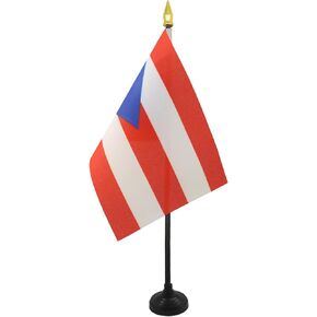 AZ FLAG Puerto Rico Table Flag 4'' x 6'' - Puerto Rican Desk Flag 15 x 10 cm - Golden Spear top