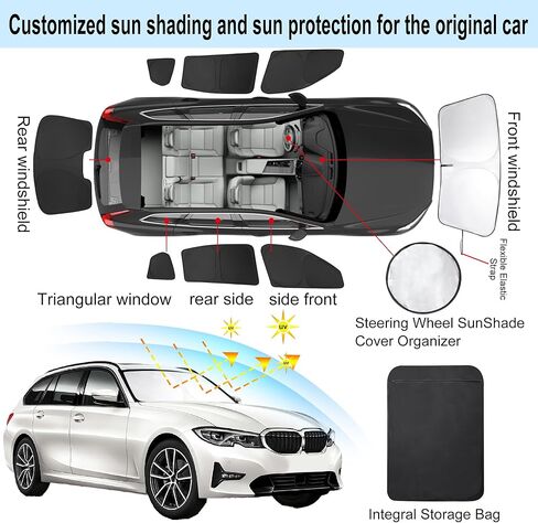 10PCS YYCKE Window Shades for X5 2014-2018 for BMW Accessories Full Windows Rear Triangular Windshield Sun Shade Sun UV Rays Privacy Protection for Camping in Kuwait