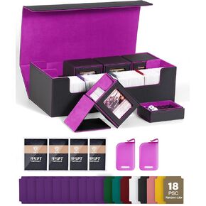 ZLCA MTG Deck Box with Commander Window Display, Trading Card Storage Box Holds 100 Double-Sleeved Cards Suitable for TCG/CCG/PTCG/EDH/Magic/Sport Cards (Aqua&Pink)