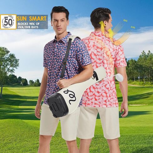 Mens Golf Shirt Moisture Wicking Dry Fit Print Performance Short Sleeve Polo Shirts for Men in Kuwait