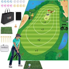 Golf Chipping Game Mat Golf Practice Mats Indoor Outdoor Games for Adults and Family Golf Game Set Kids Outdoor Play Equipment Backyard Games Outdoor Toys Gifts for Kid