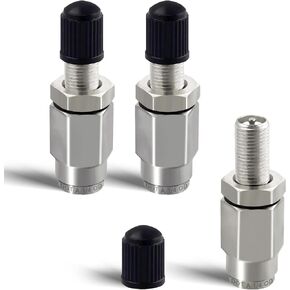 Air Inflation Schrader Valve with Push to Connect Button for 1/4" OD Air Line Tubing, Air Spring Bag Suspension Kit and Semi Trucks Trailers, 3 Pack (Silver)