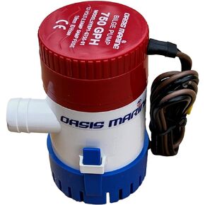 750 GPH 12V Bilge Pump 3/4 inch Hose Outlet - Submersible Boat Marine Water Pump Non-Automatic
