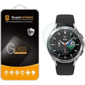 Supershieldz (2 Pack) Designed for Samsung Galaxy Watch 4 Classic (46mm) Tempered Glass Screen Protector, Anti Scratch, Bubble Free
