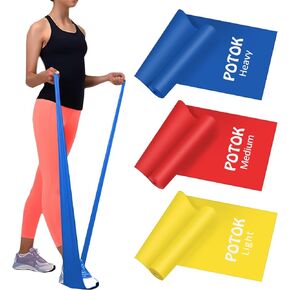 Resistance Bands Set, 3 Pack Latex Exercise Bands with Different Strengths,Elastic Bands for Upper & Lower Body & Core Exercise, Physical Therapy, Lower Pilates, Home Workouts, Rehab