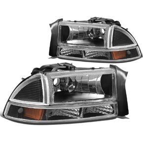 DNA MOTORING HL-OH-DD974P-BK-AM Black Amber Headlights Compatible with 98-04 Durango / 97-04 Dakota,Driver & Passenger Side in Kuwait