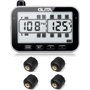RV Tire Pressure Monitoring System, RV TPMS, 4 Sensors, 7 Alarm Modes, 14 Days Battery Life, 80ft Sensing Distance, Large Screen, for RV, Trailer, Coach, Motor Home, Fifth Wheel, (0-188psi) (-4~ 185℉)