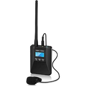 T200 FM Transmitter, Portable FM Radio Transmitter for Church with Clip Microphone, 1000mAh Rechargeable FM Radio Stereo Station for Meeting/Tourism/Church/School