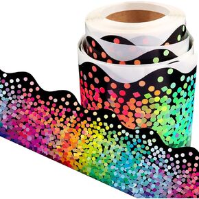 Colorful Dot Trim Border Confetti Bulletin Board Border Trim Self Adhesive Border Classroom Decoration Back to School Decorations Border for Bulletin Board Office Chalkboard Decor, 49.2 Feet