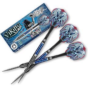 Shot Darts Steel Tip, Viking Raven (22g/23g/24g/25g), 90% Tungsten Barrels, Center Balanced with with Dual grip, Handcrafted Professional Dart Set and Flights Made in New Zealand, Metal Tip Bar Darts