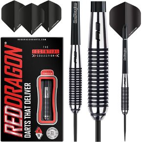 RED DRAGON Precision Ringed Grip Darts 21g, 23g, 25g, 27g, 28g, 29g - Tungsten Darts Set with Flights and Stems