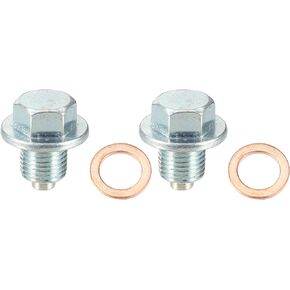 X AUTOHAUX 1 Set M12x1.25 Car Engine Oil Drain Plug with Washer 90341-12012 for Toyota RAV4 2001-2013 Steel Silver Tone