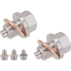 5 PCS Stainless Steel Magnetic Front Differential Rear Transmission Oil Drain Fill Plug Kit, fits Polaris General Rzr Ranger Scrambler Sportsman Replace 7052306 2203738 2203739 3234756 3234755