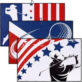 Mixweer 3 Pcs Golf Towel Microfiber Golf Towels American Flag Golf Towel Microfiber Sports Towel with Clip Funny Golf Gift for Men and Women Golf Accessories, 24 x 16 Inch