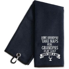 Best Grandpa by Par Embroidered Golf Towel, Funny Golf Towels for Golf Bags with Clip, Golf Accessories for Men, Retirement Gift for Grandpa Dad, Fathers Day Birthday Gift for Grandpa Golfer