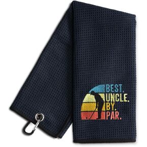 Best Grandpa by Par Embroidered Golf Towel, Funny Golf Towels for Golf Bags with Clip, Golf Accessories for Men, Retirement Gift for Grandpa Dad, Fathers Day Birthday Gift for Grandpa Golfer