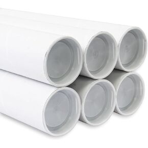 MagicWater Supply Mailing Tube 2 in x 24 in White - 6 Pack - for Shipping and Storage of Posters, Arts, Crafts, and Documents