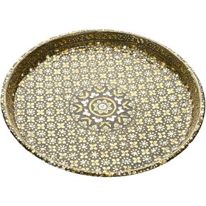 Brass Plate Hand Crafted Embossed Colorful Peacock Design for Pooja Temple Mandir Bhog and Gifting Size - 7" (Brass Peacock Plate)