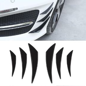 gunhunt Pack-6 Car Spoiler Canards Kit, Body Anti-Collision Diffuser, Exterior Soft Rubber Decorative Stickers, Car Universal Auto Front Bumper Lip Splitter (Carbon Fiber Black)