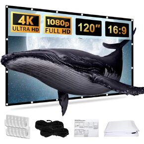 Projection Screen,120 in Anti-Crease 16:9 Foldable Portable Movie Night Projector Screen,Washable 4k Ultra hd Projector Sheet Screen for Home Theater Outdoor Indoor Support Double Sided 3D