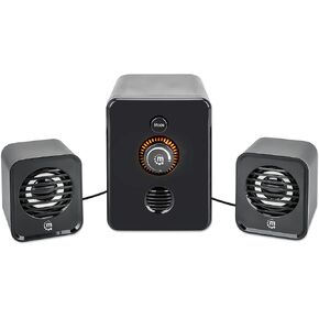 MANHATTAN Bluetooth USB Powered 2.1 Stereo Speaker System - with Subwoofer and 2 Small Satellite Speakers, 3 Audio Connection Modes - for Computer, PC, Laptop, Desktop - 3 Yr Mfg Warranty - 167345