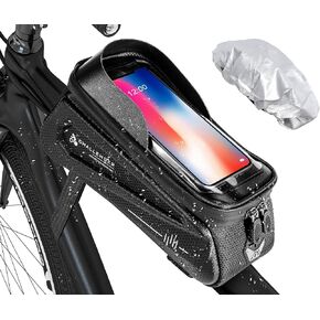 حقيبة هاتف للدراجة مقاومة للماء أقل من 7 بوصات مع غطاء للمطر، حقيبة إطار الدراجة للهواتف، حامل هاتف لإكسسوارات الدراجة، حقيبة إطار أمامي لهاتف الدراجة مع شاشة لمس حساسة من مادة TPU in Kuwait