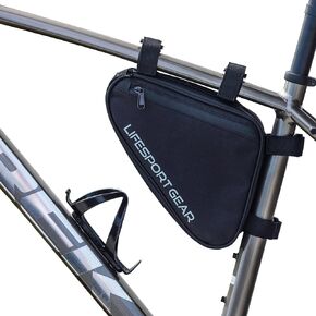 Bike Frame Bag, Triangle Storage Pouch for Road Bike, Padded Bicycle Bike Storage Bag with Mesh Pocket and Elastic Strap for Accessories, Phone, Wallet, Keys, Tools