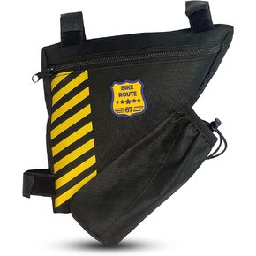 حقيبة إطار الدراجة مع زجاجة ماء - حقيبة إطار الدراجة للدراجات الجبلية - حقيبة دراجة مثلثة مع حقيبة زجاجة مياه سعة 1.5 لتر - تخزين بسحاب مع 3 أشرطة مرفقة (زجاجة المياه غير متضمنة). in Kuwait