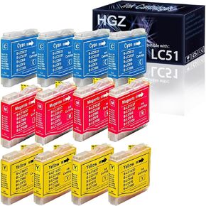 خراطيش حبر LC51 متوافقة مع LC 51 LC-51 تعمل مع DCP 130C 330C 540CN MFC 230C 3360C 5460CN IntelliFax ​​1360 (4 سماوي، 4 أرجواني، 4 أصفر، 12 حزمة) in Saudi Arabia
