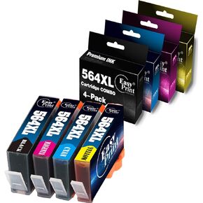 EASYPRINT Compatible (4-Pack, 1-Black, 1-Cyan, 1-Magenta, 1-Yellow) 564XL Ink Cartridges 564 for HP DeskJet 3520 3522 Officejet 4620 Photosmart D5520 D6510 D6515 D6520 D7520 D7525 D7560 B209A B210A