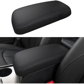 Car Center Console Armrest Cover for Kia Optima 2016 2017 2018 2019 2020 Leather Anti-Scratch Central Arm Rest Box Lid Seat Cover Protector Cushion Saver Interior Accessories(Black Stitches)