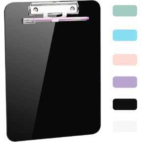 1 PCS A4 Clipboards,Plastic Clipboard with Pen Holder,Clip Boards 8.5x11 with Low Profile Clip,Cute Hanging Clipboard for School Office Supplies Clipboards for Kids,Portable Clip Board-Grayish Green