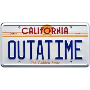 Celebrity Machines Back to The Future | Delorean | Outatime | Metal Stamped Vanity Prop License Plate