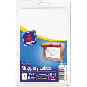 Avery Printable Shipping Labels, 4" x 6", White, 20 Blank Address Labels (05292)