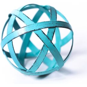 Metal Ball Table Decor, Decorative Sphere, Metal Bands Sphere, Metal Band Decorative Ball, Distressed Metal Bands Sphere, Home Tabletop Decor Accents for Living Room Bedroom Kitchen Office Dining Room