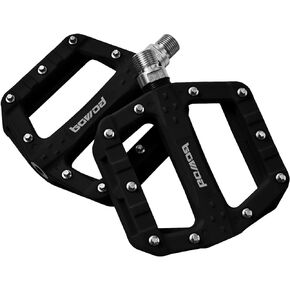 Mountain Bike Pedals Adult, Lightweight MTB Pedals Flat w Large Platform, Clipless Bicycle Pedals w 20pcs Non-Slip Pins, Nylon Composite Pedals for BMX Road Bike Pedals Replacement