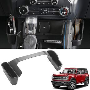 Ecarzo Center Console Organizer Tray for Ford Bronco 2021 2022 2023 2024 2/4 Door Gear Shift Storage Box Additional Interior Storage Accessories for Phone Sunglasses Holder