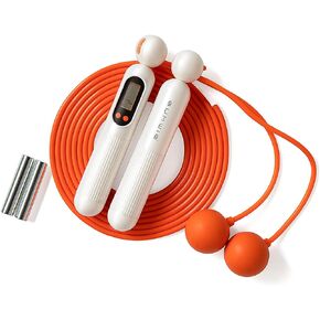 Removable Weighted Cordless Jump Rope with Counter, Training Ropeless Skipping Rope for Adult, Comes with 3M Rope for Fitness, Jumping Rope for Workout, Indoor Exercise Speed Crossfit for Men Women