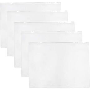 AMPOSSTO 5PCS A4 Large Binder Pockets 4 Holes Clear PVC Waterproof Loose Leaf Bags Zipper Document Filing Bags