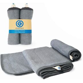 منشفة رياضية ولياقة بدنية ممتازة، منشفة من الألياف الدقيقة على شكل وافل، منشفة سريعة الجفاف، ملحقات للتمرين للرجال والنساء، 40 بوصة × 16.5 بوصة، عبوتان من المناشف الرمادية - رياضة مؤرضة in Kuwait