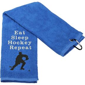 PXTIDY Hockey Towels Gift Team Skate Towels Eat Sleep Hockey Repeat Sport Towel with Clip for Ice Hockey Lover Hockey Coach (Sport)