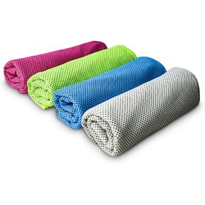 Cooling Towels,Sweat Microfiber Yoga Towels for Neck and Face,Chilly Towel,Outdoor Towel,Soft Breathable for Fitness,Running,Gym,Golf,Travel,Camping,4 Packs(40‘’*12‘’)