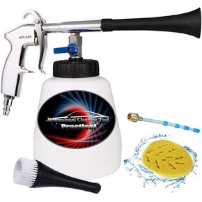 Car Cleaning Gun High Pressure Car Interior Cleaning Tool Auto Detailing Kit Supplies with 1L Foam Bottle & Cleaning Brush Air Blow Gun Essential Car Detailing Tools (US 1/4'' Male Plug)