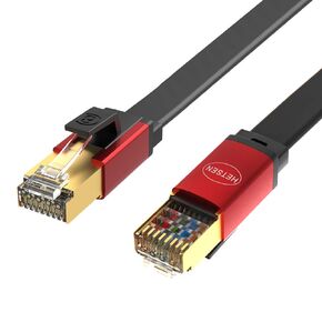 كابل إيثرنت Cat 8 بطول 40 قدمًا محمي، وسرعة عالية 40 جيجابت في الثانية 26AWG، وسلك تصحيح SFTP 2000 ميجا هرتز مع موصل RJ45 مطلي بالذهب، في الحائط، للأماكن الخارجية والداخلية، جهاز التوجيه/الألعاب/Xbox/المودم/كاميرا IP