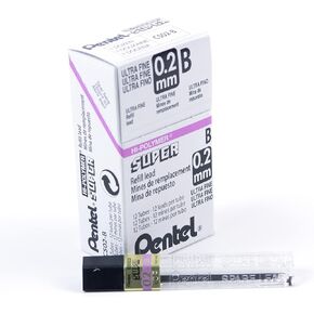 Pentel Super Hi-Polymer Lead Refill 0.2mm, , 12 Pieces/Tube (C502-B)