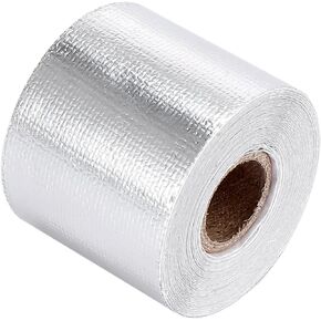 X AUTOHAUX 2Inch x 50ft Heat Shield Tape Roll Heat Resistant Heat Reflective Adhesive Wrap for Car Engine Intake Pipe Hose Silver Tone