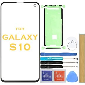 Outer Lens Screen Front Glass Replacement for Samsung Galaxy S10 G973 G973F/DS G973U G973W G9730 Series 6.1" (Black)