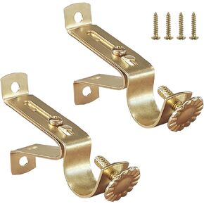 Curtain Rod Brackets, Set of 2, Curtain Rod Holder for 3/4 inch Rod to The Wall, Gold