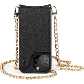 iPhone 15 Wallet Case Crossbody, Phone Case with Card Holder, Cellphone Crossbody Purse, iPhone Case with Strap, (iPhone 15 - Black)