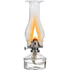 Large Old Kerosene Lamps Lantern Vintage Glass Clear Kerosene Lamp Rustic Oil Lamp for Indoor Use Home Decor Lighting - Black Burner in Kuwait